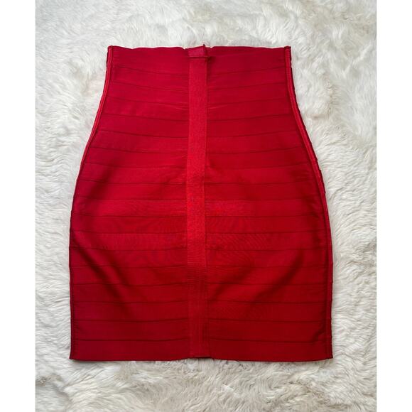 RAREš„ Honey Birdette ELVISā¤ļø Red & Gold Bandage Pencil Skirt XS - Picture 3 of 5